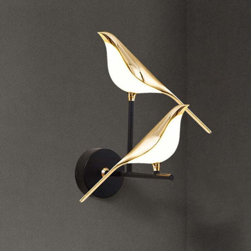 Arisha Minimalist Magpie Bird Metal Wall Lamp, Bedroom - Neutralighting