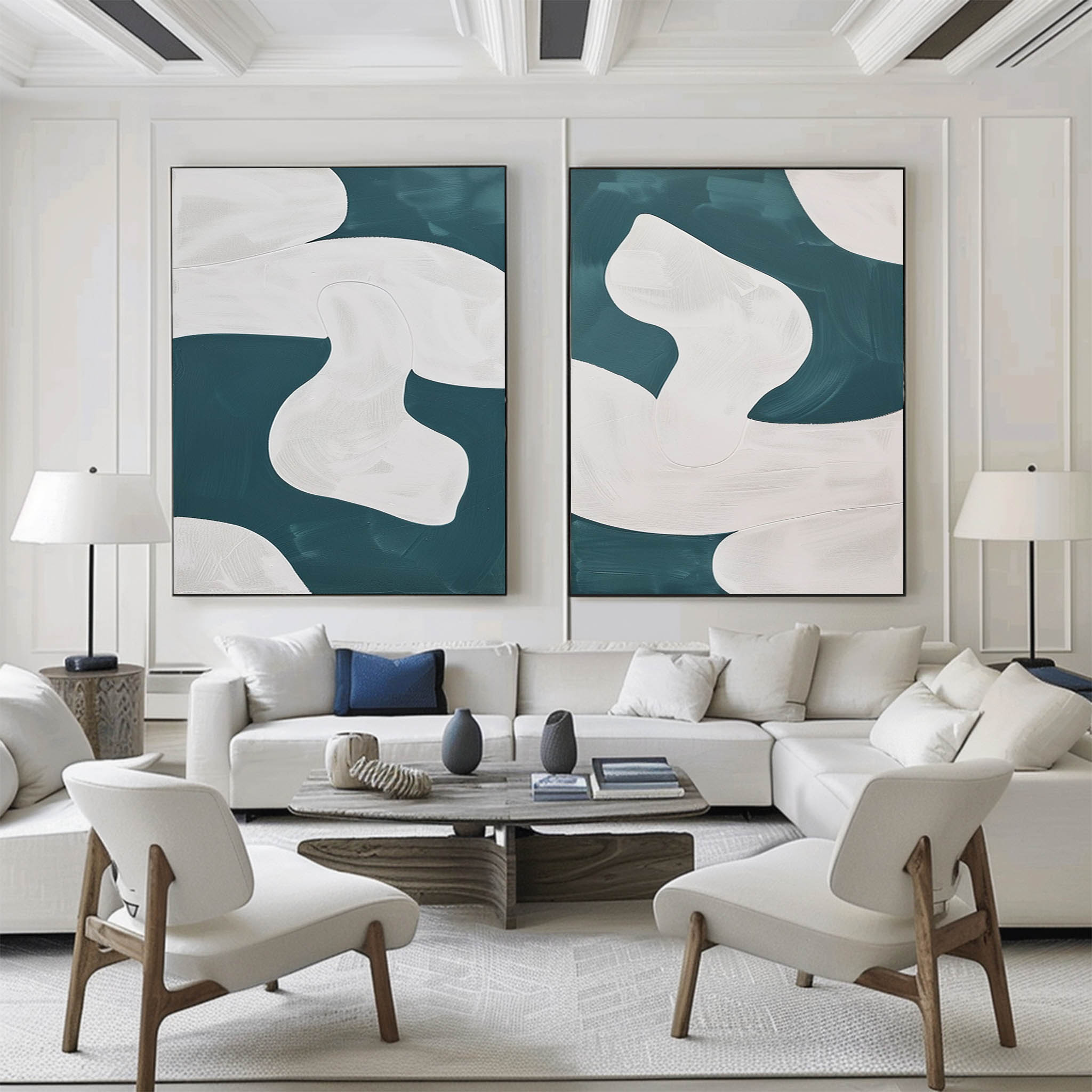 Organic Ivory Shapes Twin Panel