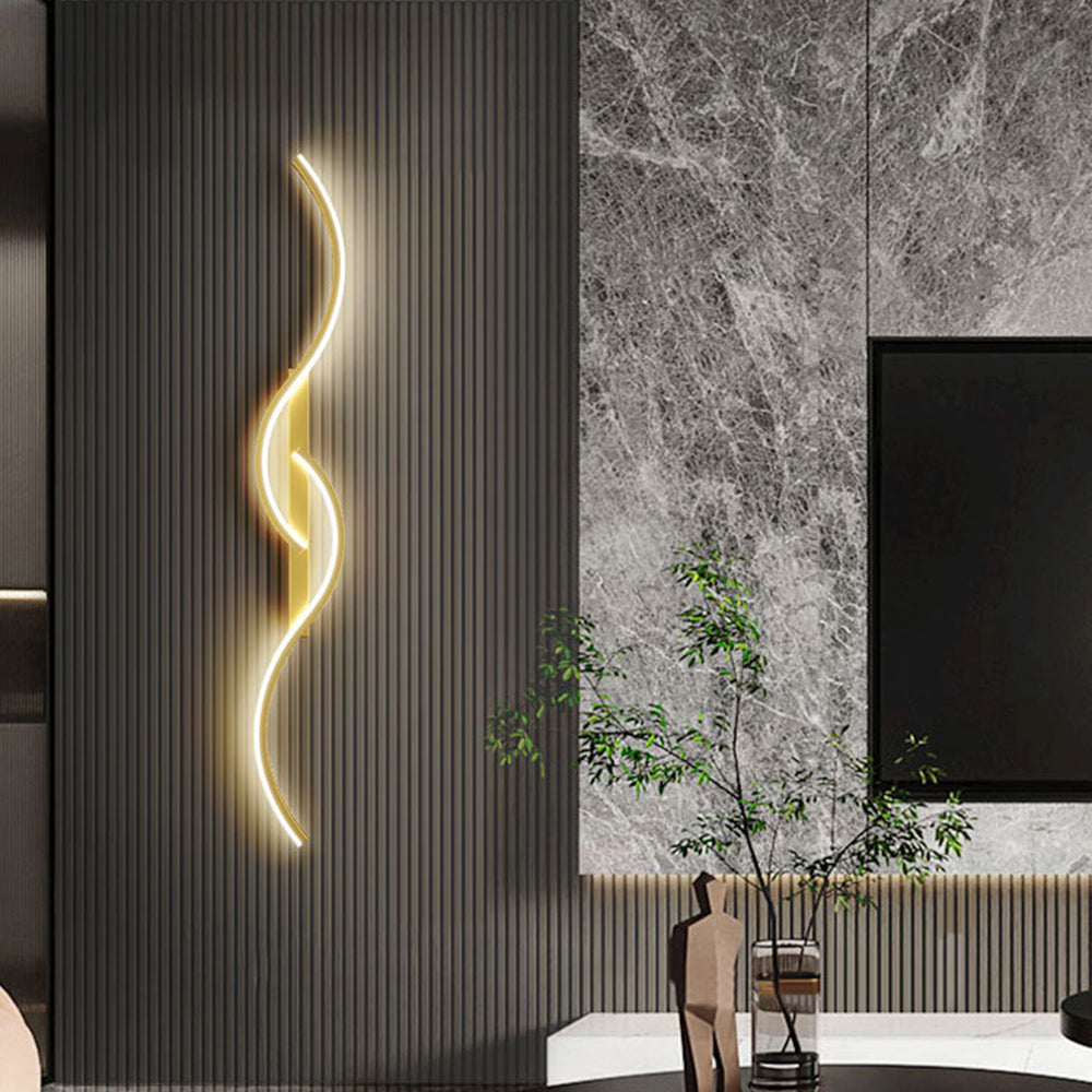 Lumor Modern Linear Wave Bedroom Wall Lamp, Black/Gold - Neutralighting