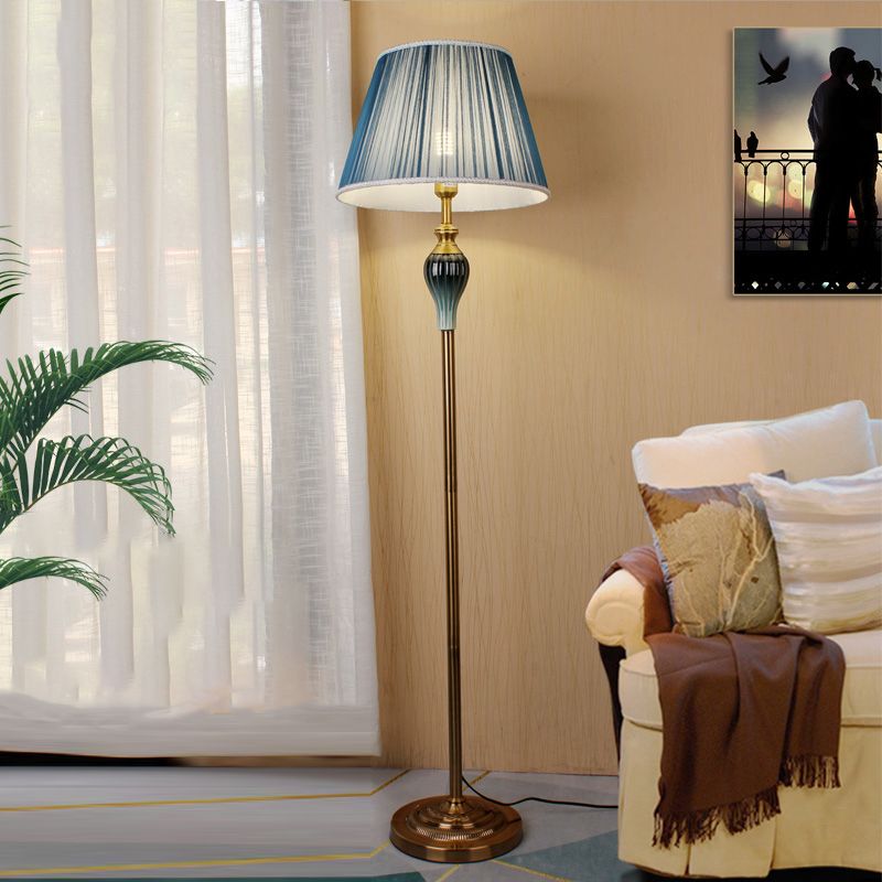 Eryn Antique Floor Lamp, Multi Colors, Metal/Fabric, Bedroom - Neutralighting