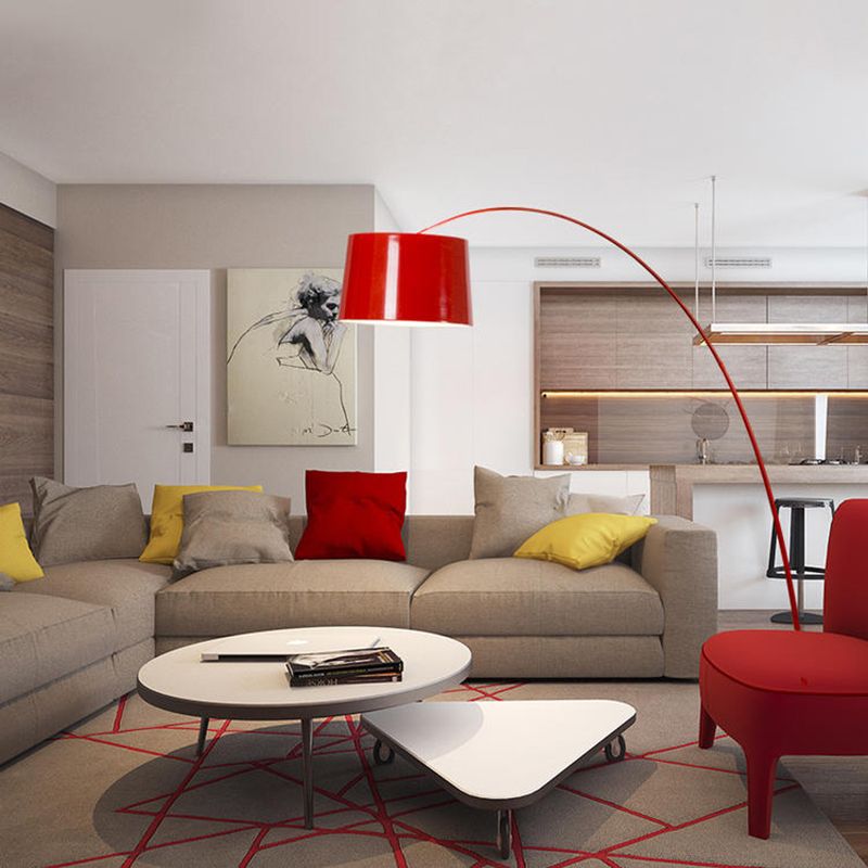 Eryn Floor Lamp Cool Modern, Metal Arc, Black/White/Red/Blue, Bedroom - Neutralighting