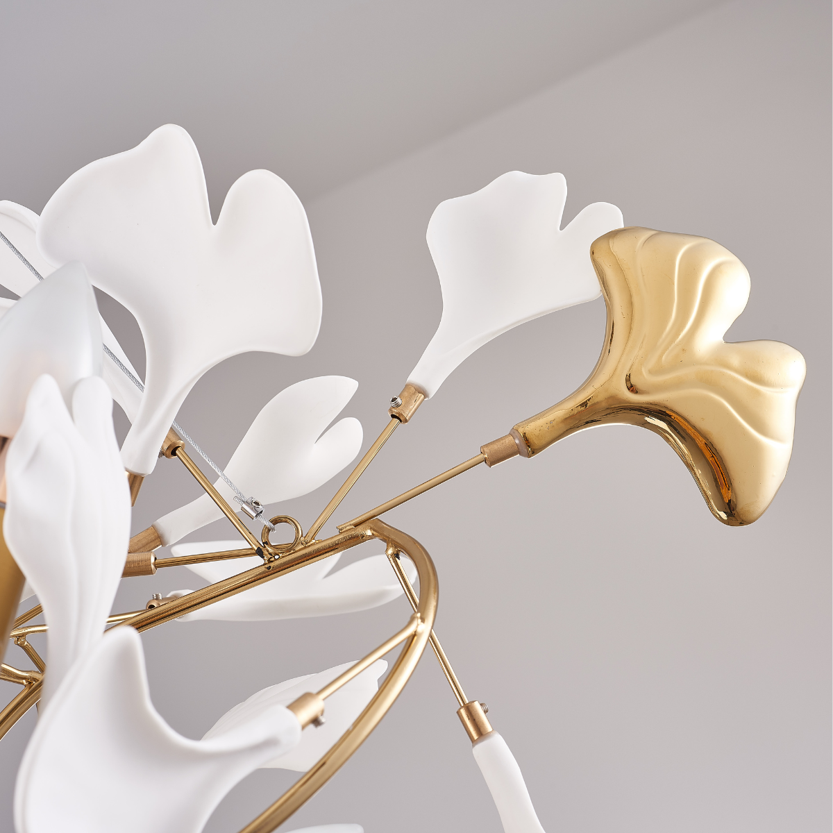 Olivia Luxury Ceramic Chandelier Large Foyer, Gingko leaf, Living Room - Neutralighting