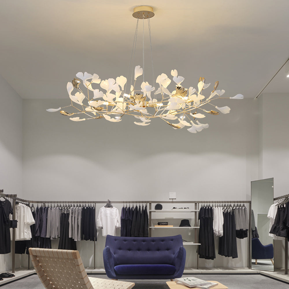 Olivia Ginkgo Leaf Modern Petal Shaped Metal Chandelier, Gold - Neutralighting