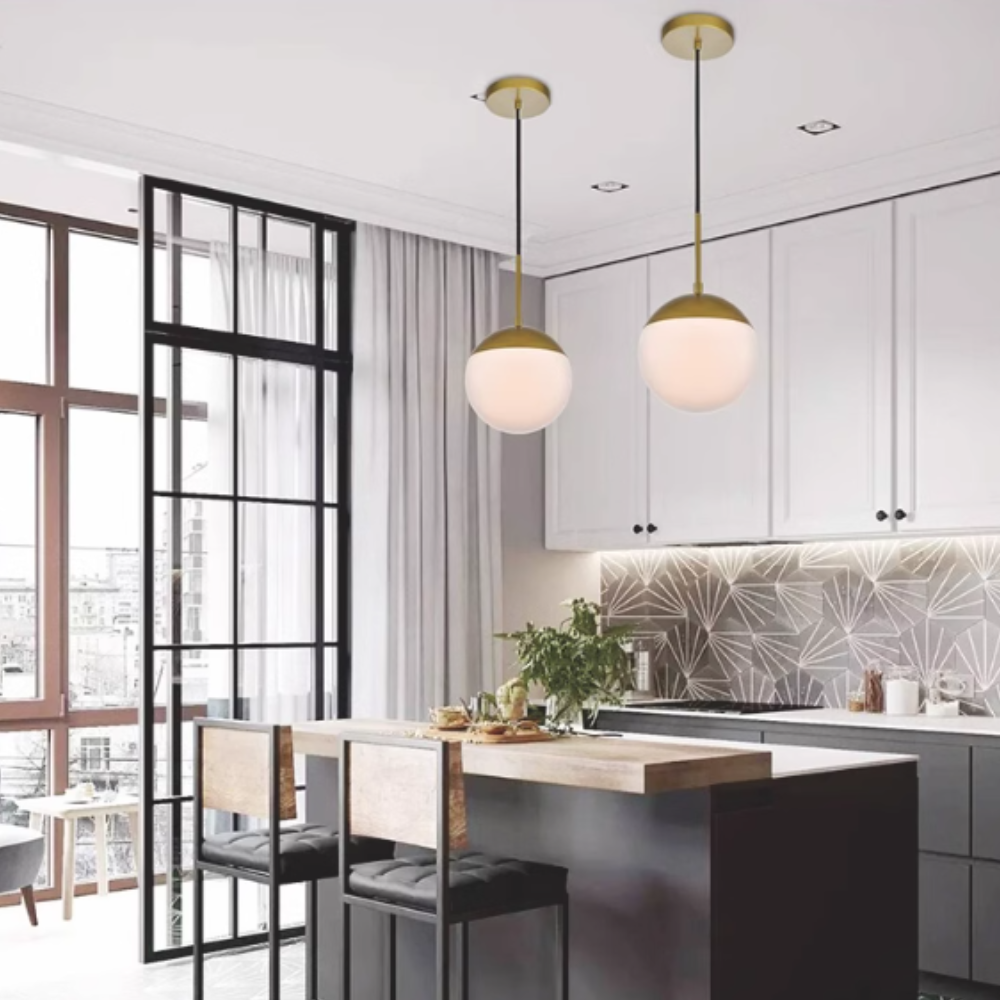 Hallie Modern PendantLight Metal Glass Living Room Dining Room Bedroom - Neutralighting