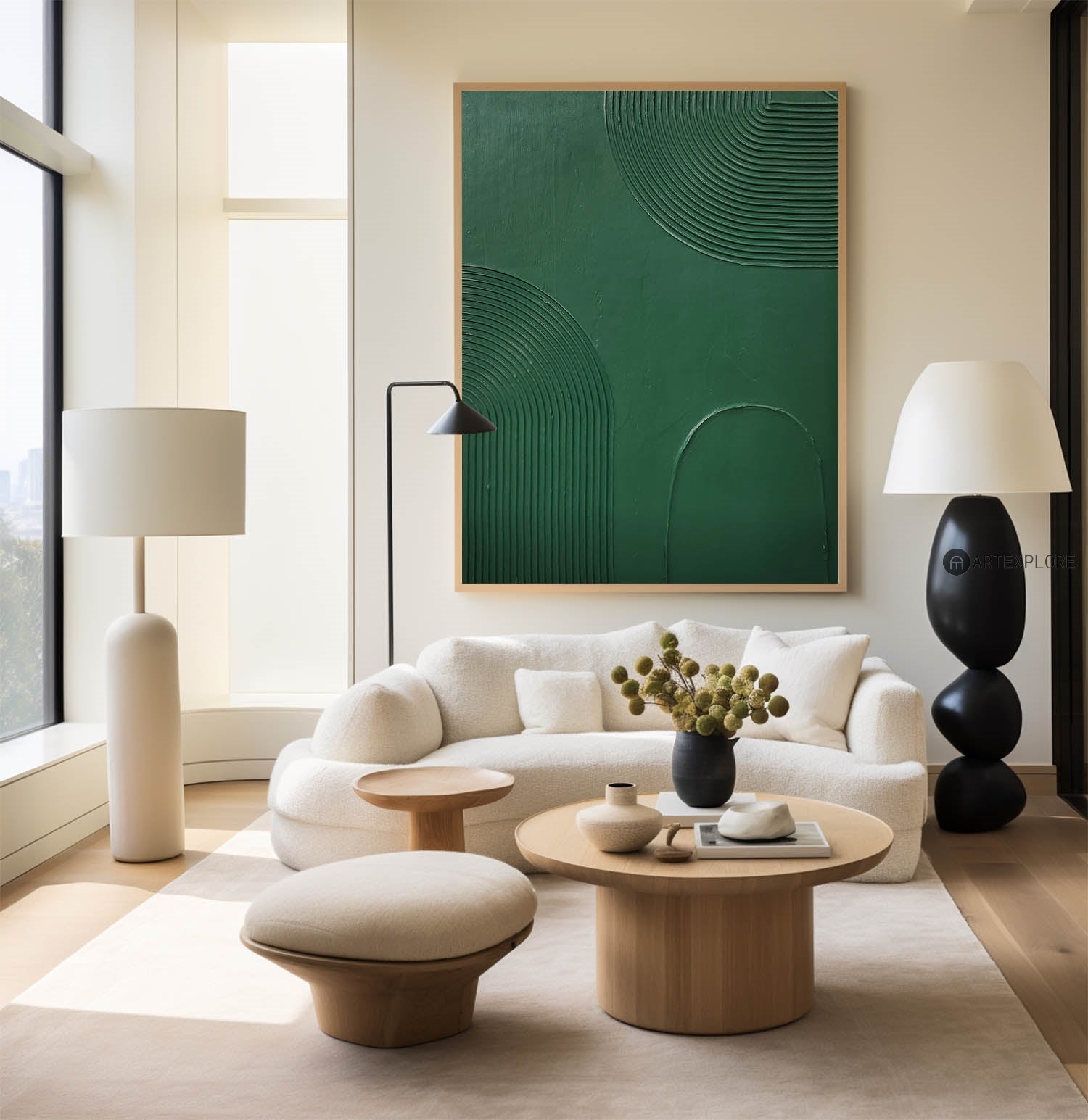 Forest Green Organic Contour Art