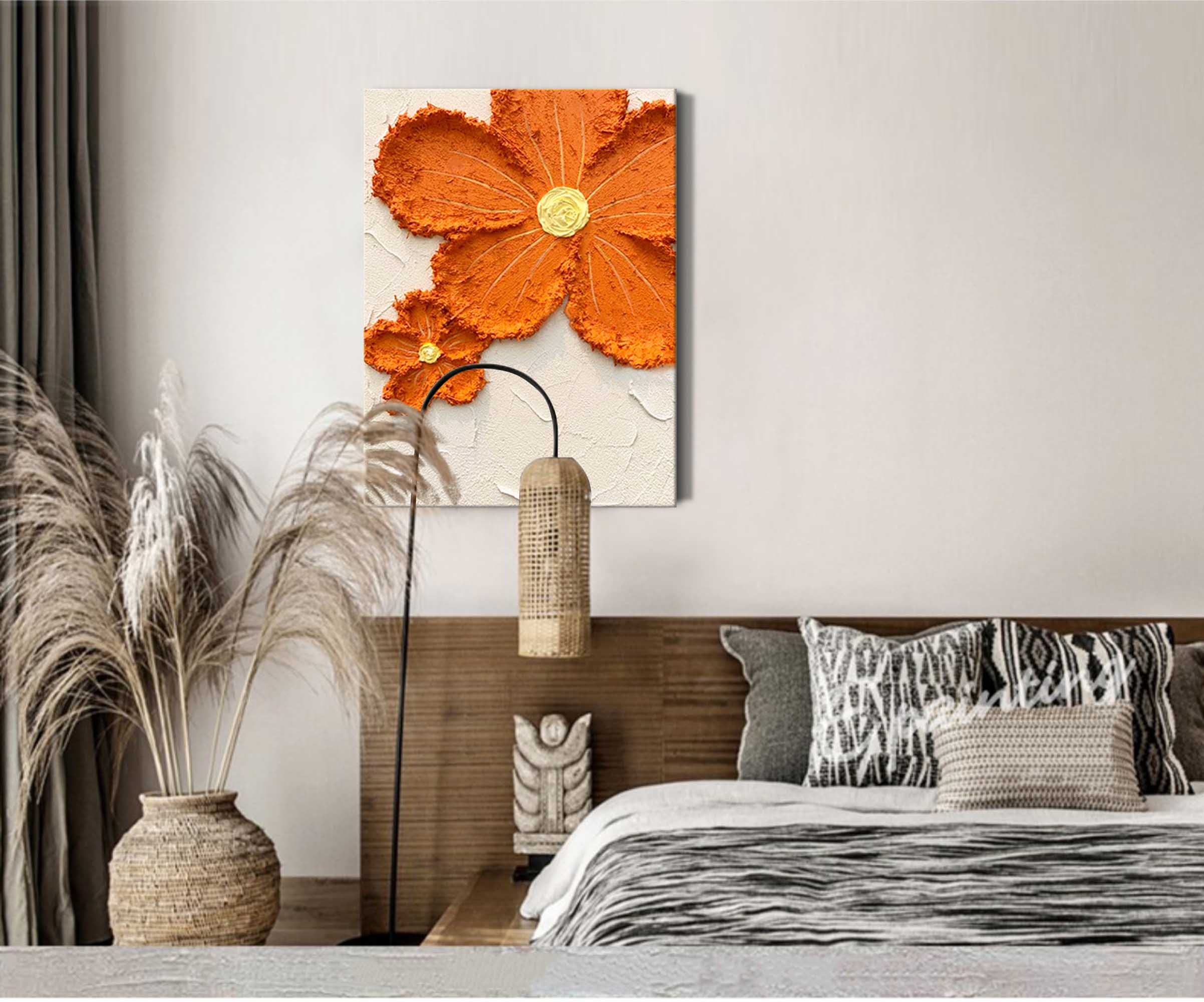 Wall Art Burnt Orange Floral Minimal Vertical