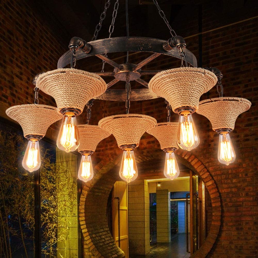 Epoch Industrial Creativity Chandelier Rust Metal/Rope Bar/Restaurant - Neutralighting