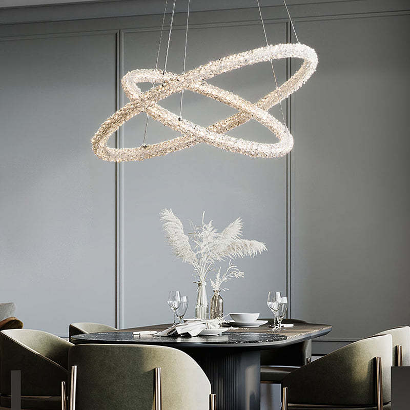 Kristy Art Deco Chandelier, Metal & Crystal, 1/2/3 Ring - Neutralighting