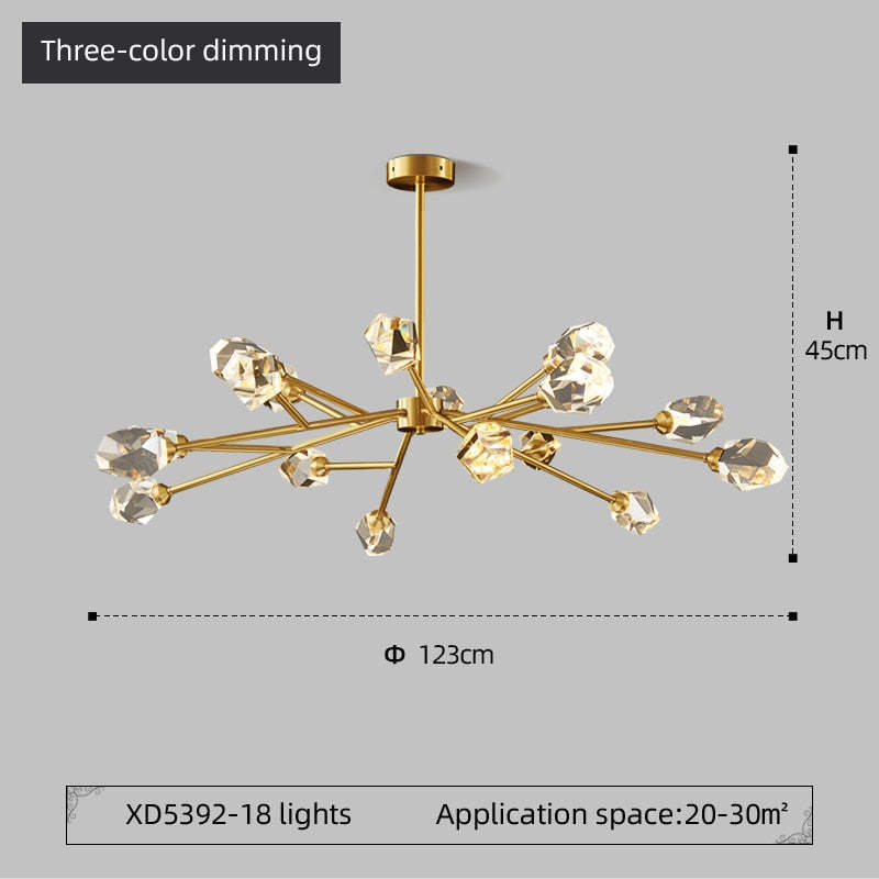 Kristy Luxurious Crystal Chandelier Living Room Golden - Neutralighting