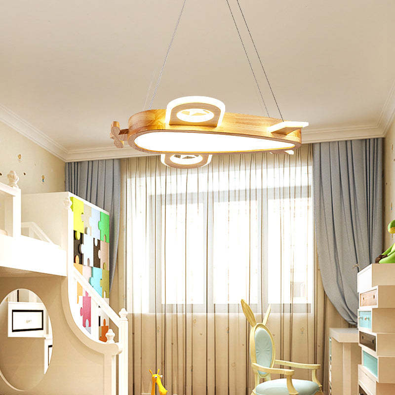 Arisha Modern Natural Creative DIY Children Airplane Shape Acrylic Pendant Light ,Wood - Neutralighting