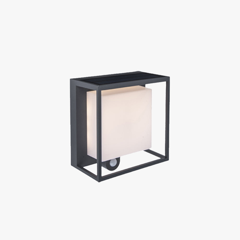 Ray Modern Rectangular Acrylic Sensor Solar Powered Outdoor Wall Lamp, Black - Neutralighting