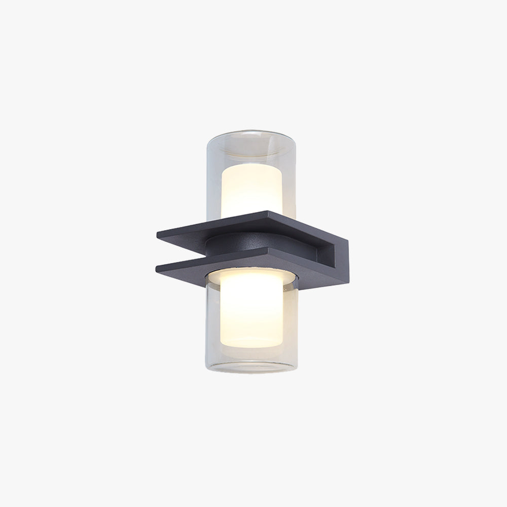 Ray Modern Cylindrical Metal Outdoor Wall Lamp With 2 Heads, Black - Neutralighting
