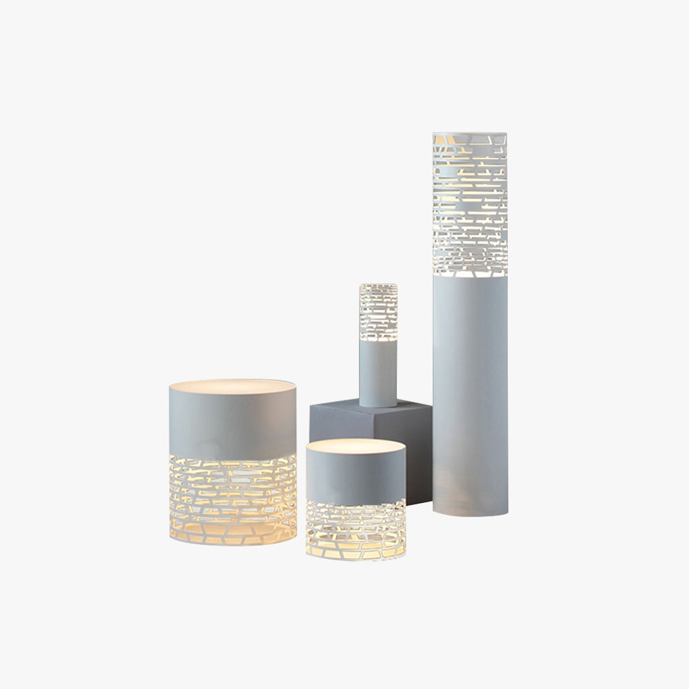 Ray Modern Metal Cylindrical Hollow Outdoor Path Light, White - Neutralighting