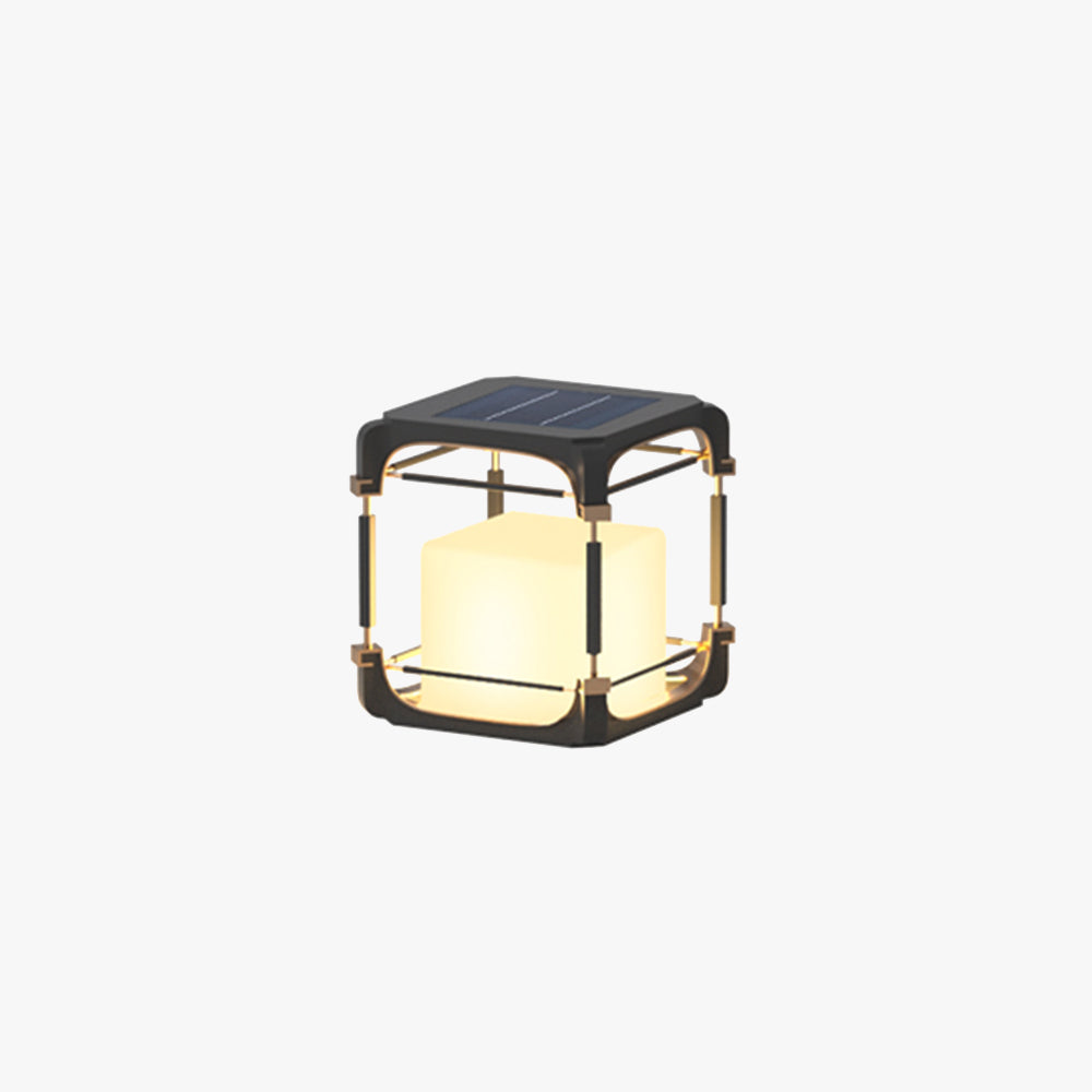 Ray Simple Cube/Cuboid Outdoor Floor Lamp, Hardwired/Solar, Black - Neutralighting