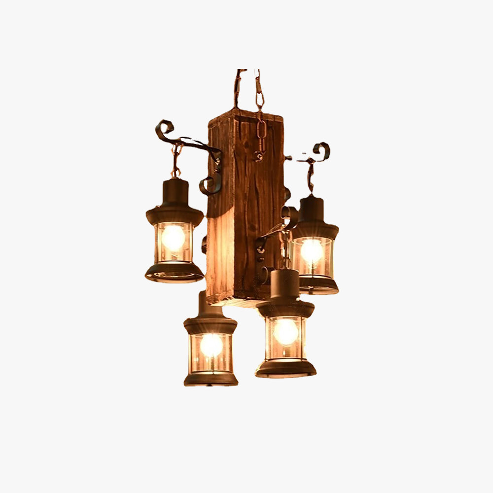 Epoch Vintage Rectangular Metal/Wood Hanging Pendant Light,Wood - Neutralighting