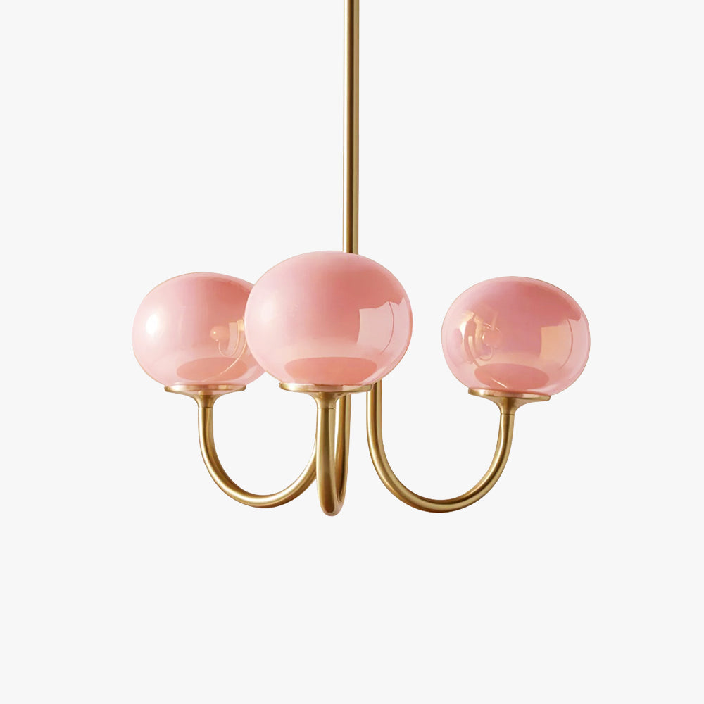 Valentina Retro Art Deco Globe Chandelier, White/Pink/Beige - Neutralighting
