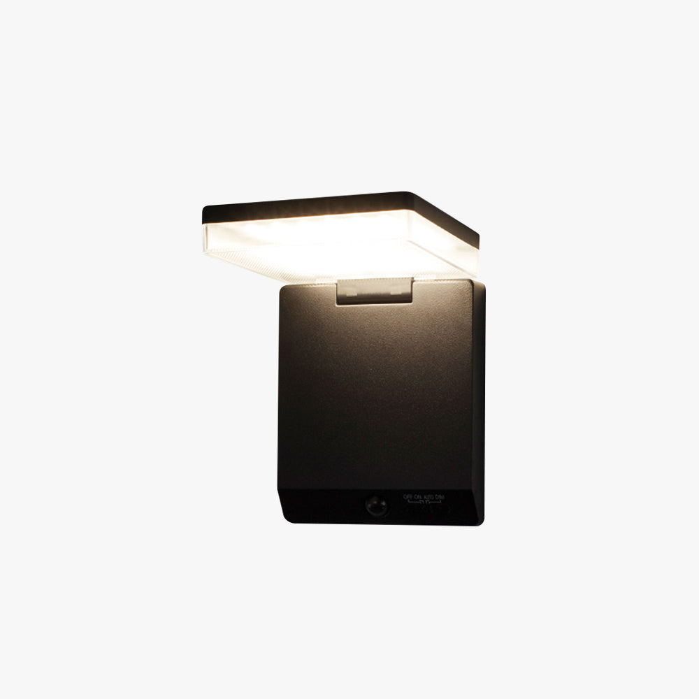 Ray Modern Minimalist Right-Angle Acrylic Sensor Solar Waterproof Outdoor Wall Lamp, Black - Neutralighting