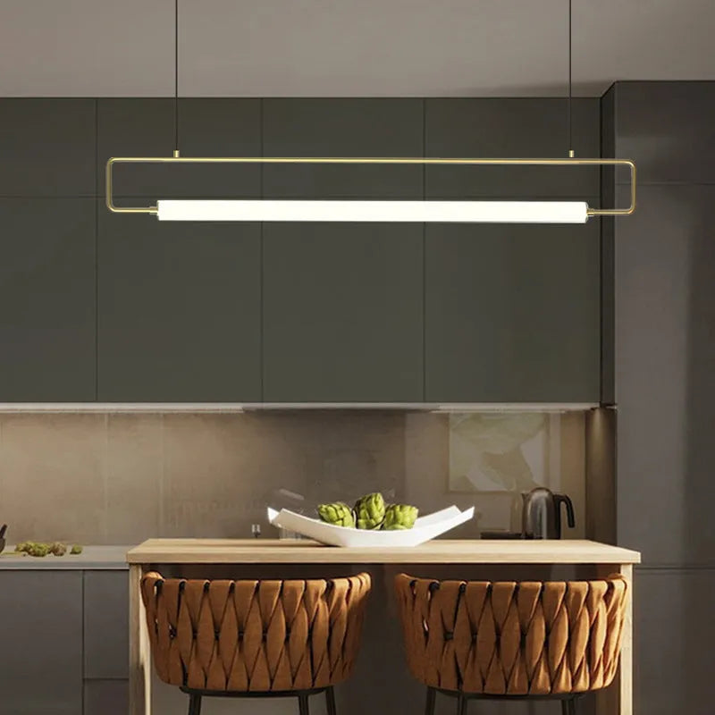Arisha Modern Minimalist Rectangular Linear Pendant Light, Gold/Black - Neutralighting
