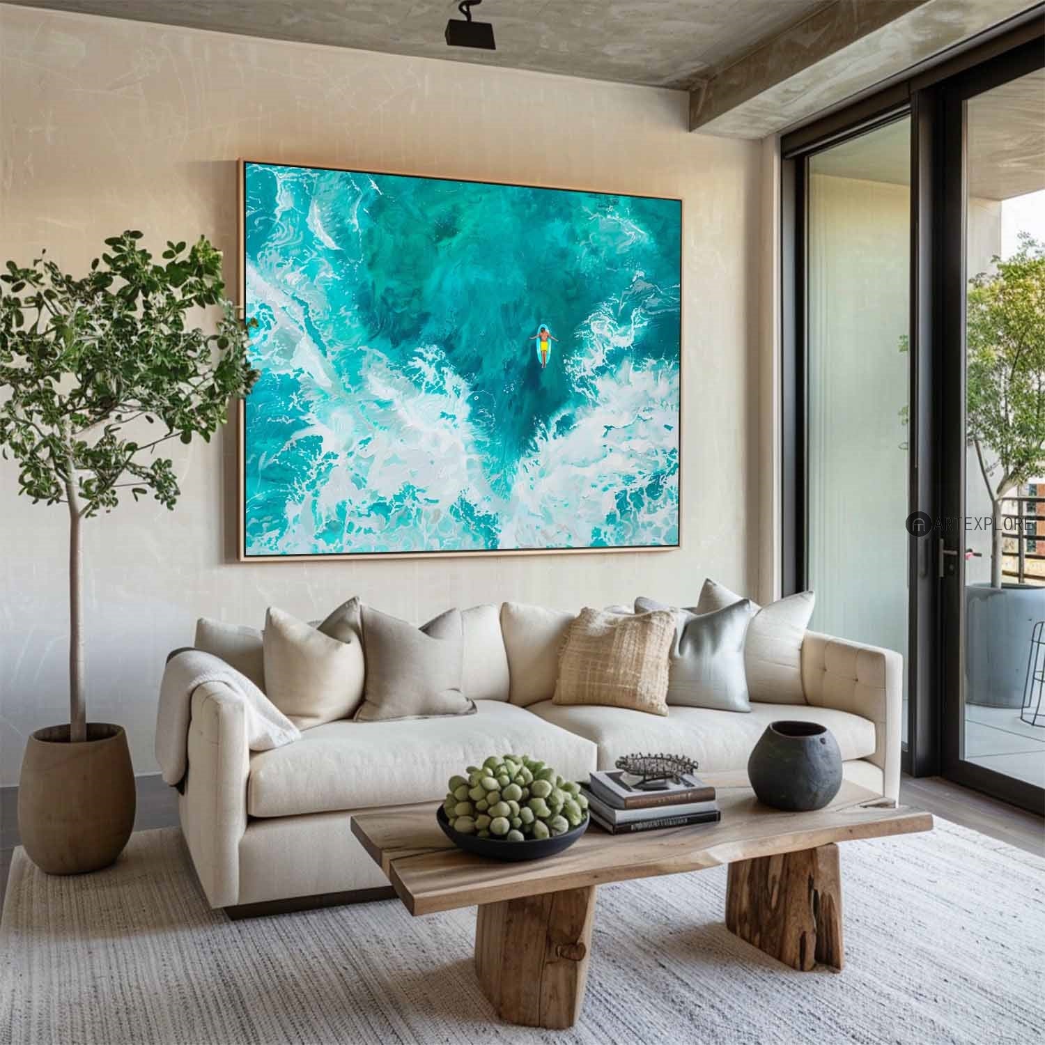 Turquoise Ocean Swirl Figurative Art