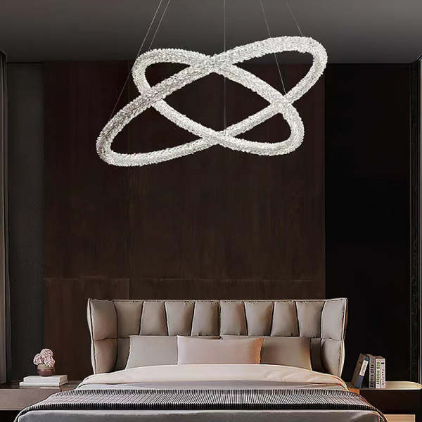 Kristy Art Deco Chandelier, Metal & Crystal, 1/2/3 Ring - Neutralighting