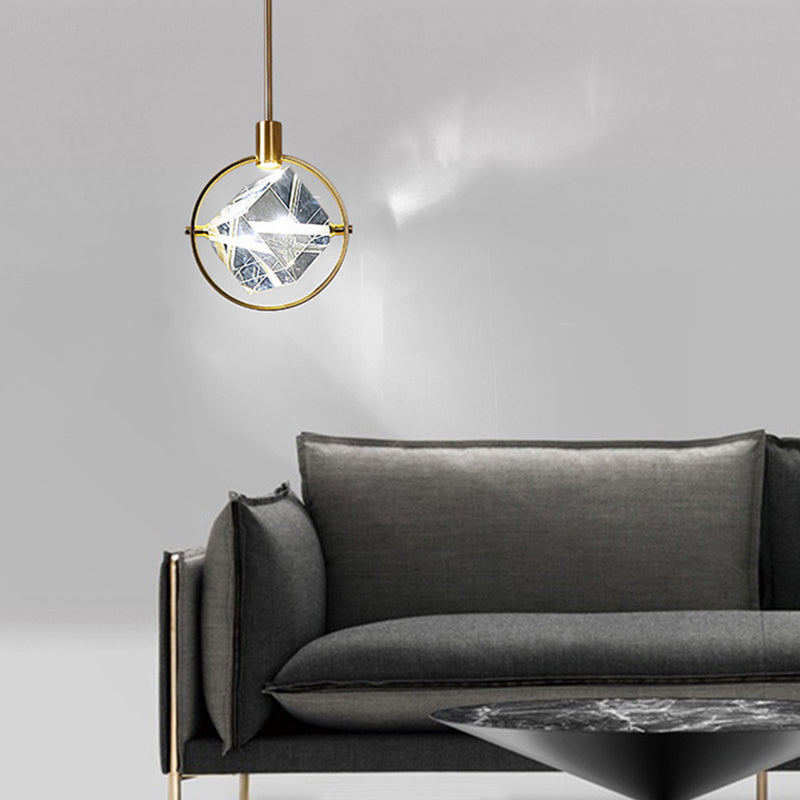 Kristy Modern Luxury Geometry Metal/Crystal Pendant Light, Gold - Neutralighting
