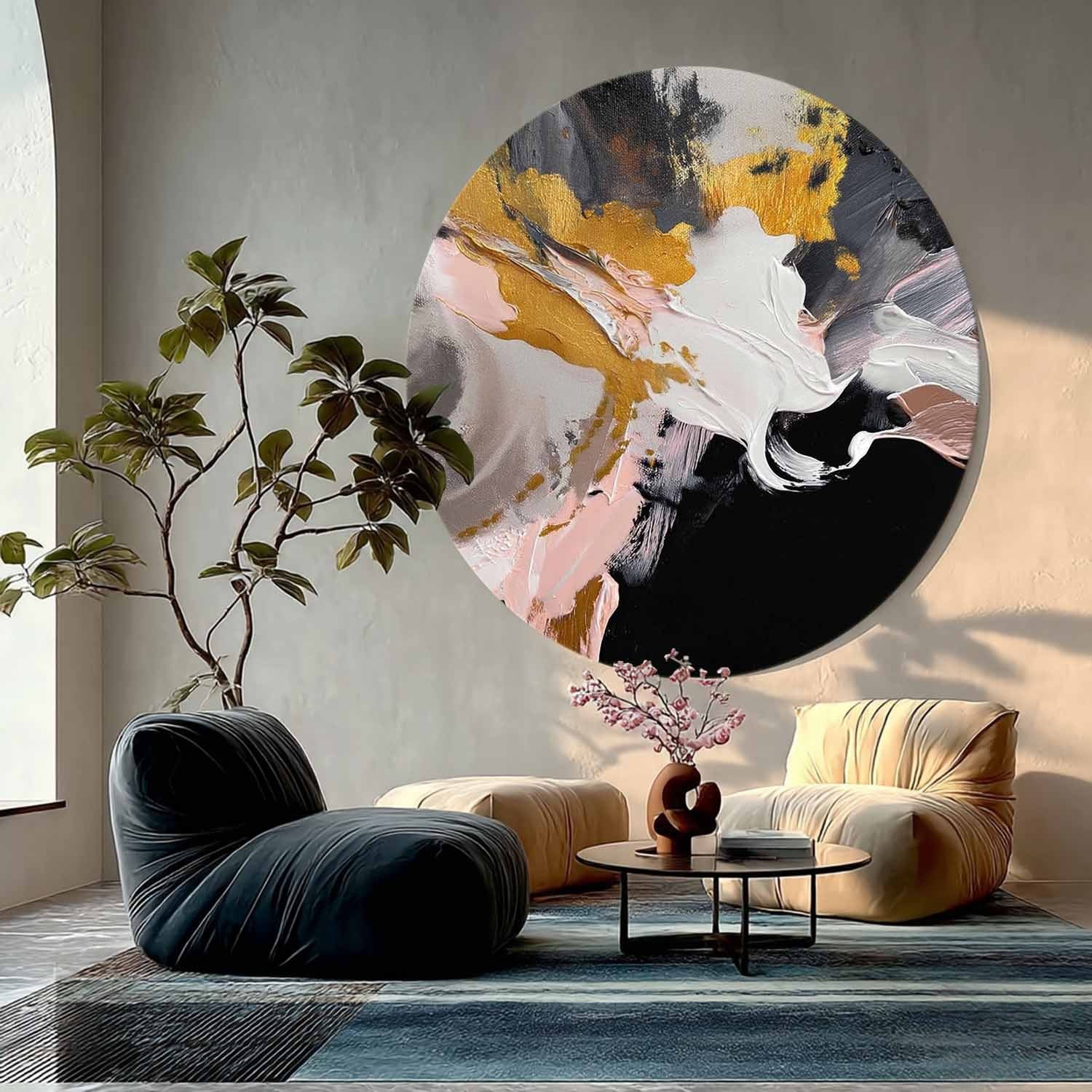 Wall Art Bold Abstract Swirls Gold