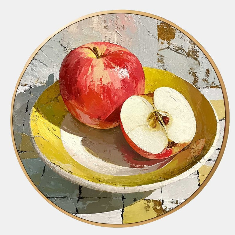 Red Apple Still Life Round Painting