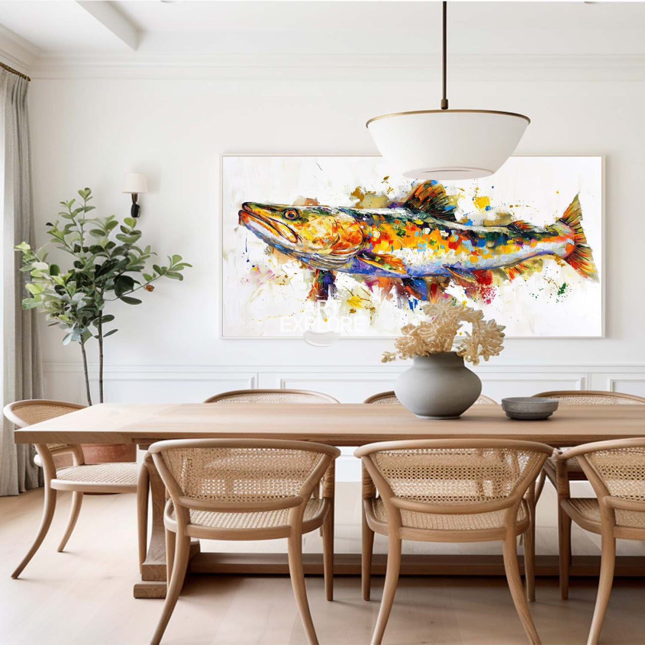 Colorful Splash Fish Canvas Wall Art