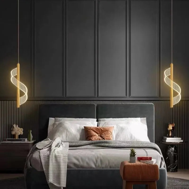 Zeva Vintage Golden Ribbon Pendant Light, Metal/Acrylic - Neutralighting