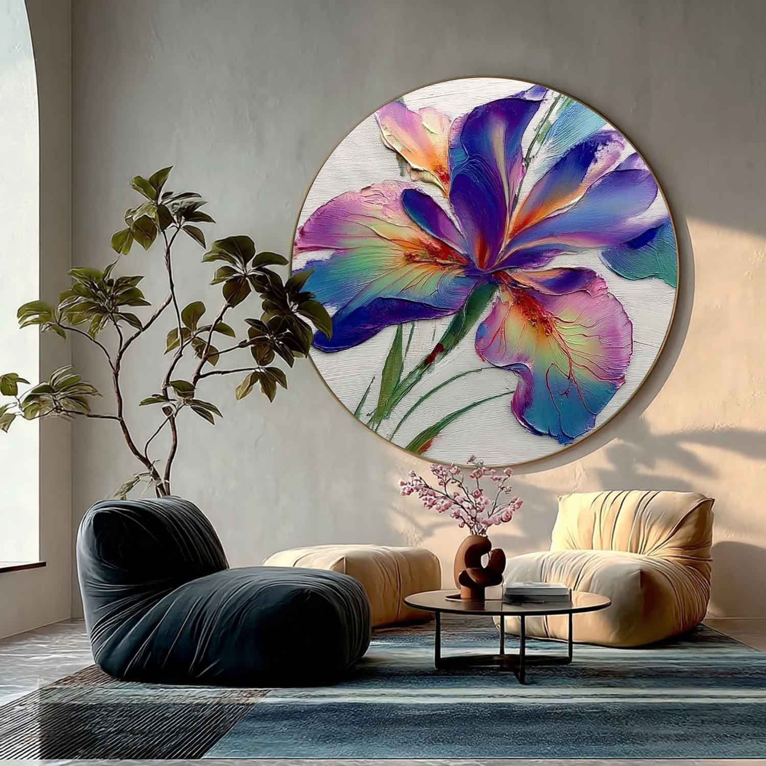 Wall Art Textured Impasto Iris Flower