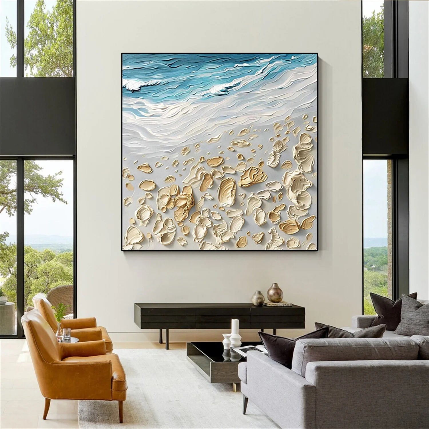 Wall Art Serene Coastal Beach Landscape Neutral