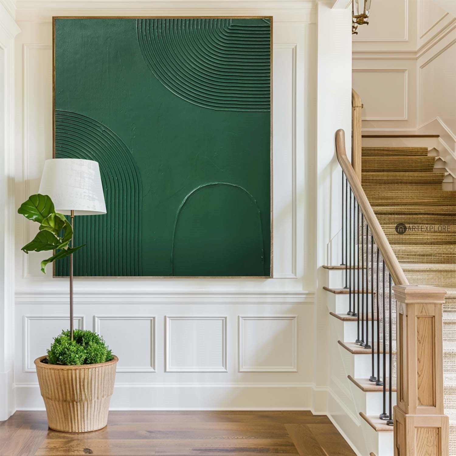 Forest Green Organic Contour Art