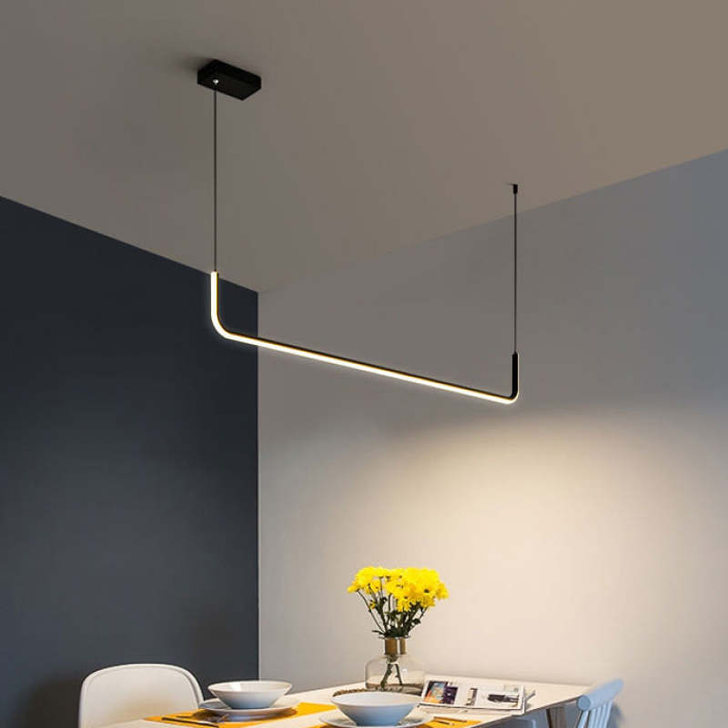 Clen Modern Linear Pendant Light Double Frame, Black/Gold - Neutralighting