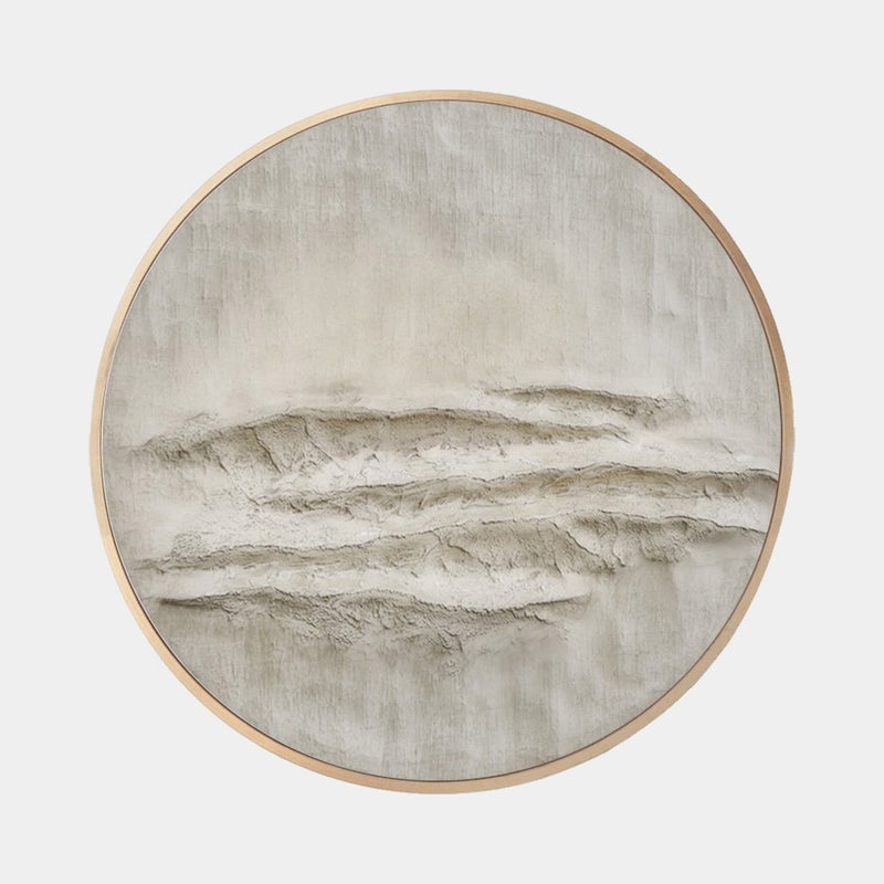 Round Beige Textured Minimalist Painting