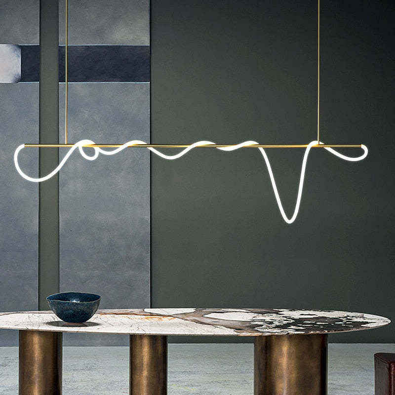 Arisha Curved & Linear Semi Flush Mount Ceiling Light, Gold - Neutralighting
