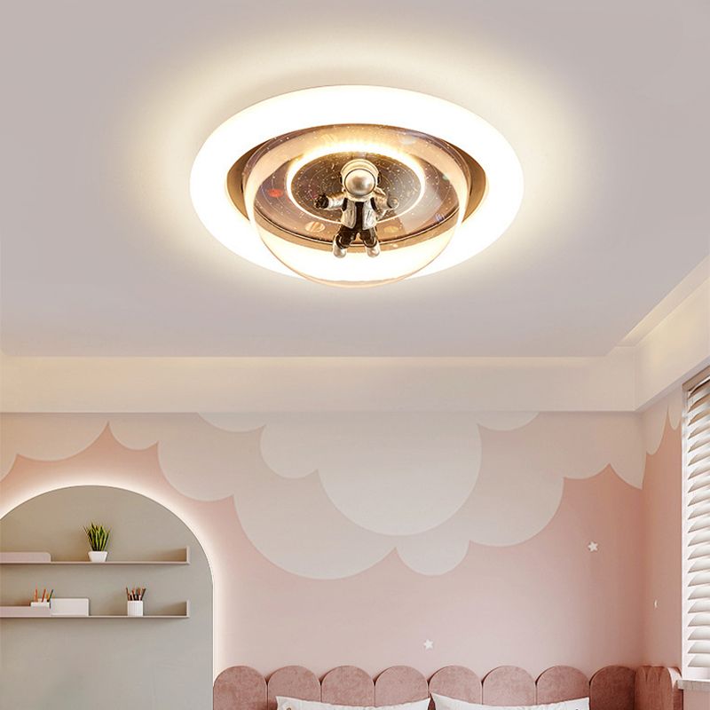Aria Cosmic Astronaut & Galaxy Motif Flush Mount Ceiling Light - Neutralighting