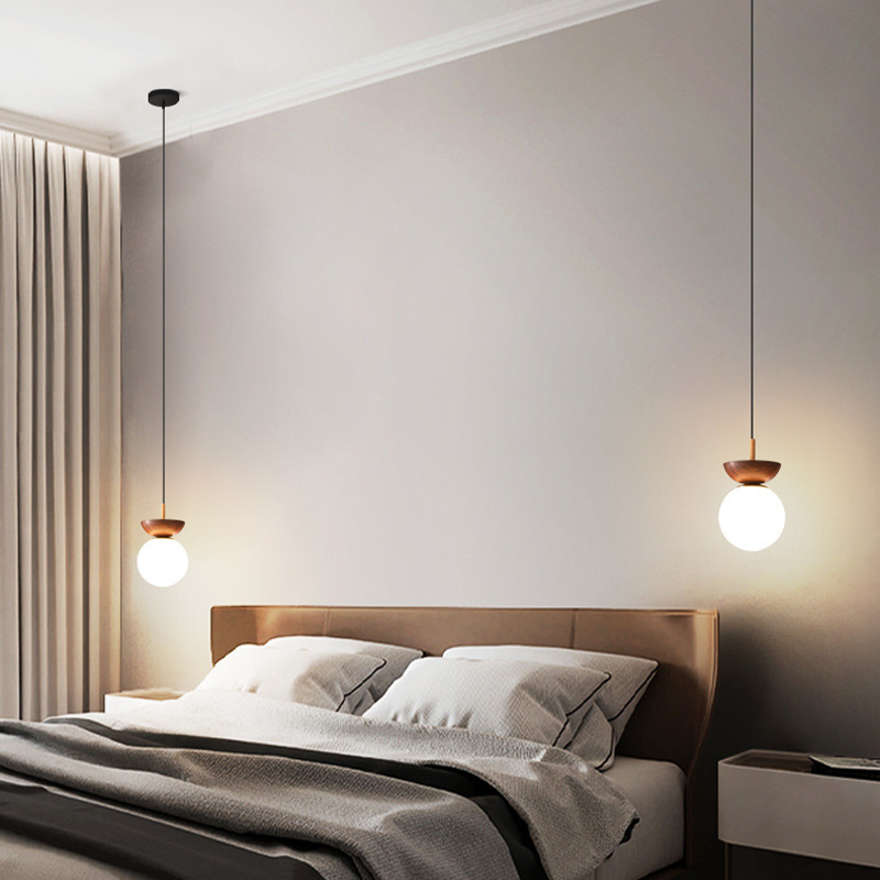 Valentina Nordic Japanese Glob LED Ceiling/Pendant Light Metal Glass Bedroom, Burlywood - Neutralighting