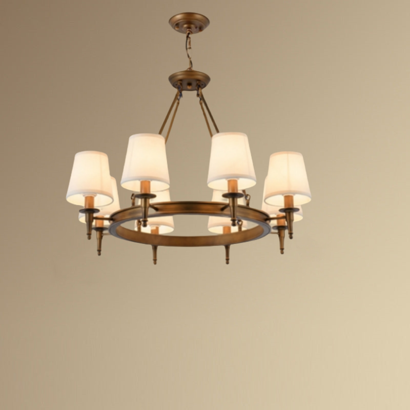 Silva vintage Ring Metal/Fabric Chandelier, Black/Copper - Neutralighting