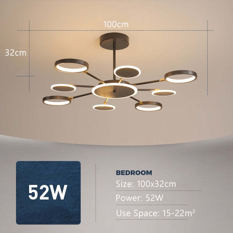 Arisha Modern Led Chandelier, Geometric, Black Dimmable - Neutralighting