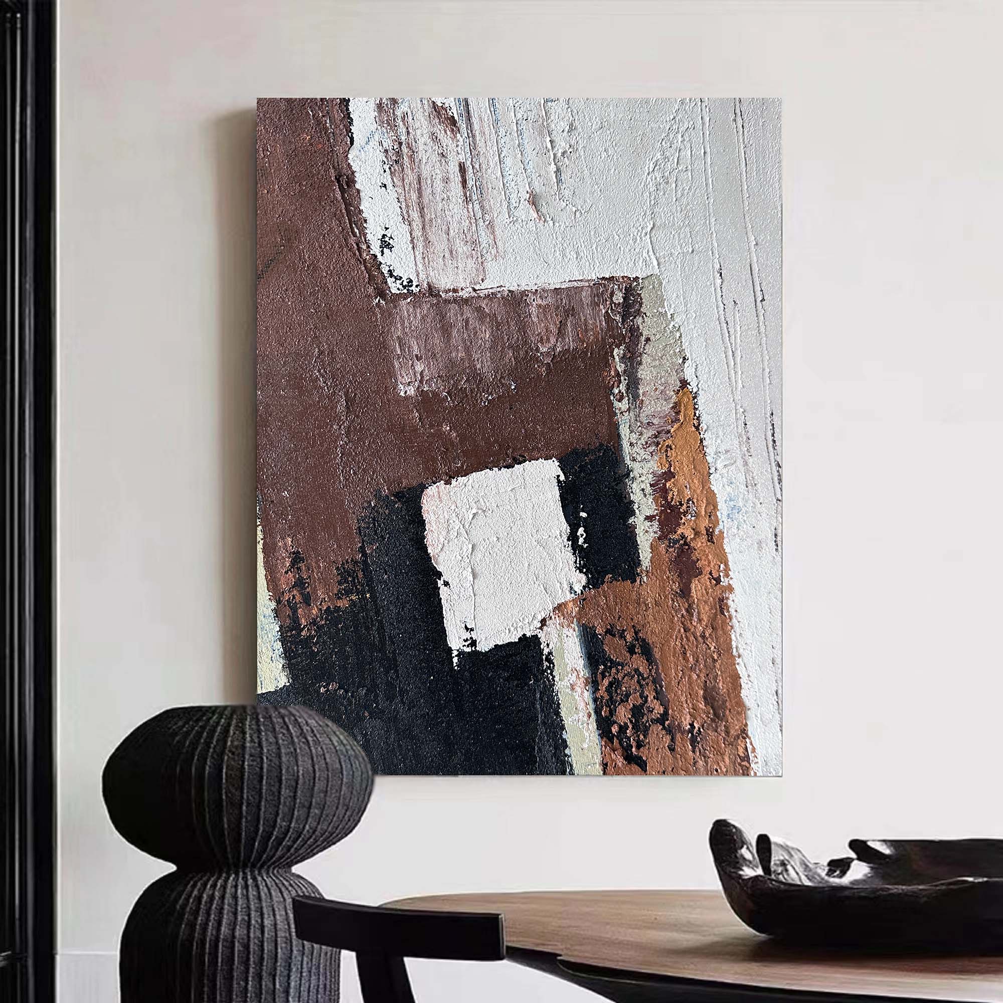 Earthy Brown Geometric Abstract Wall Art