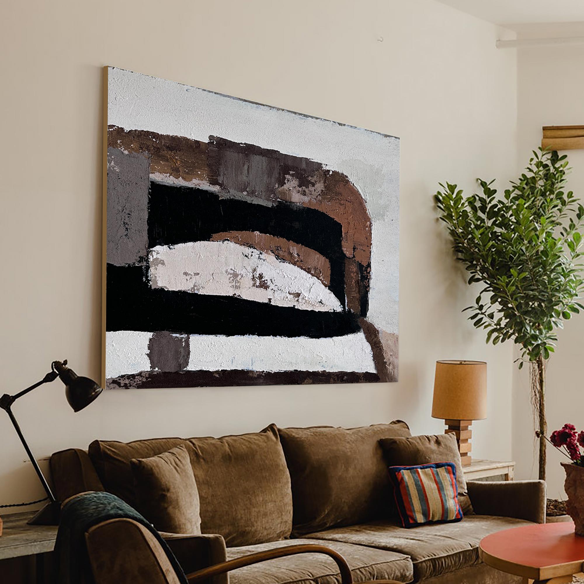 Modern Black and Brown Abstract Canvas Wall Art