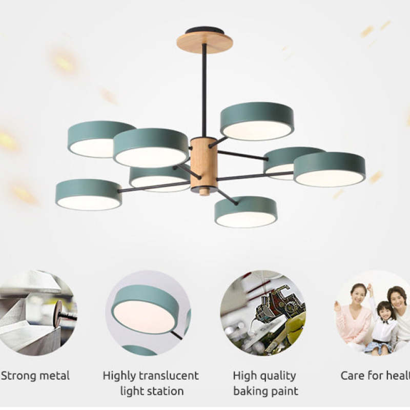Arisha Art Deco Pendant Light, White/Green/Grey,Metal/Wood - Neutralighting