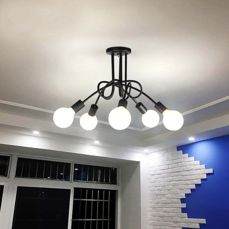 Arisha Modern Linear Curve Metal Ceiling Light, Dining Room/Living Room - Neutralighting