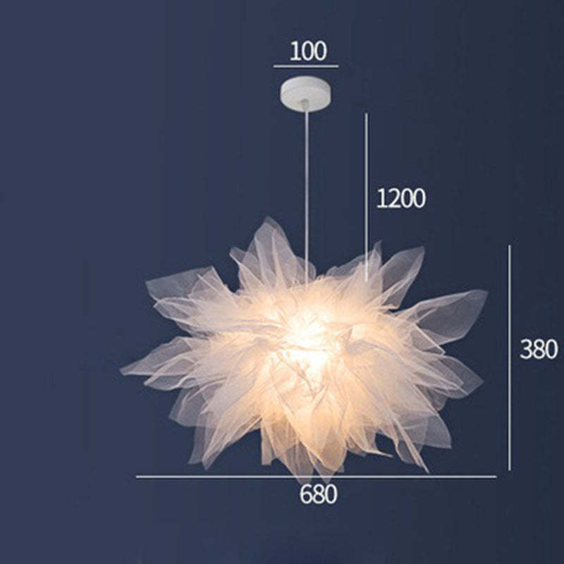 Arisha Modern Flower Fabric Pendant Light, Bedroom, White - Neutralighting
