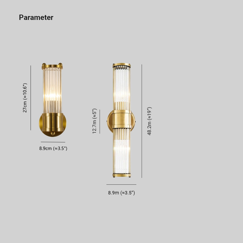 Kristy American Cylindrical Elegant Gold Glass/Metal Vanity Wall Lamp - Neutralighting