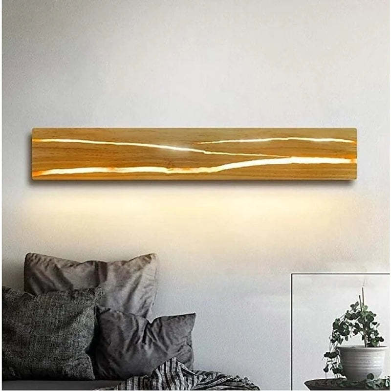 Muto Rotatable Crackle Nature Wood Board LED Wall Lamp - Neutralighting
