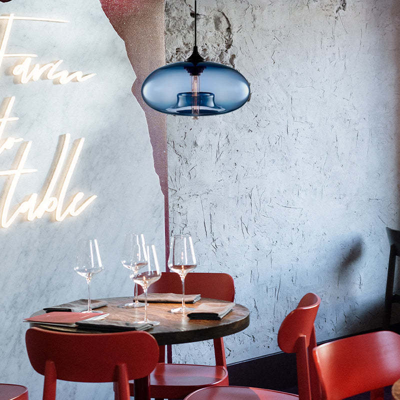 Valentina Modern Bread Shaped Glass Pendant Light, 6 Colour - Neutralighting