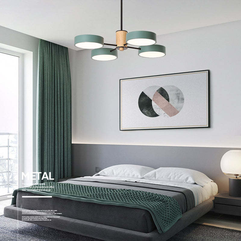 Arisha Art Deco Pendant Light, White/Green/Grey,Metal/Wood - Neutralighting