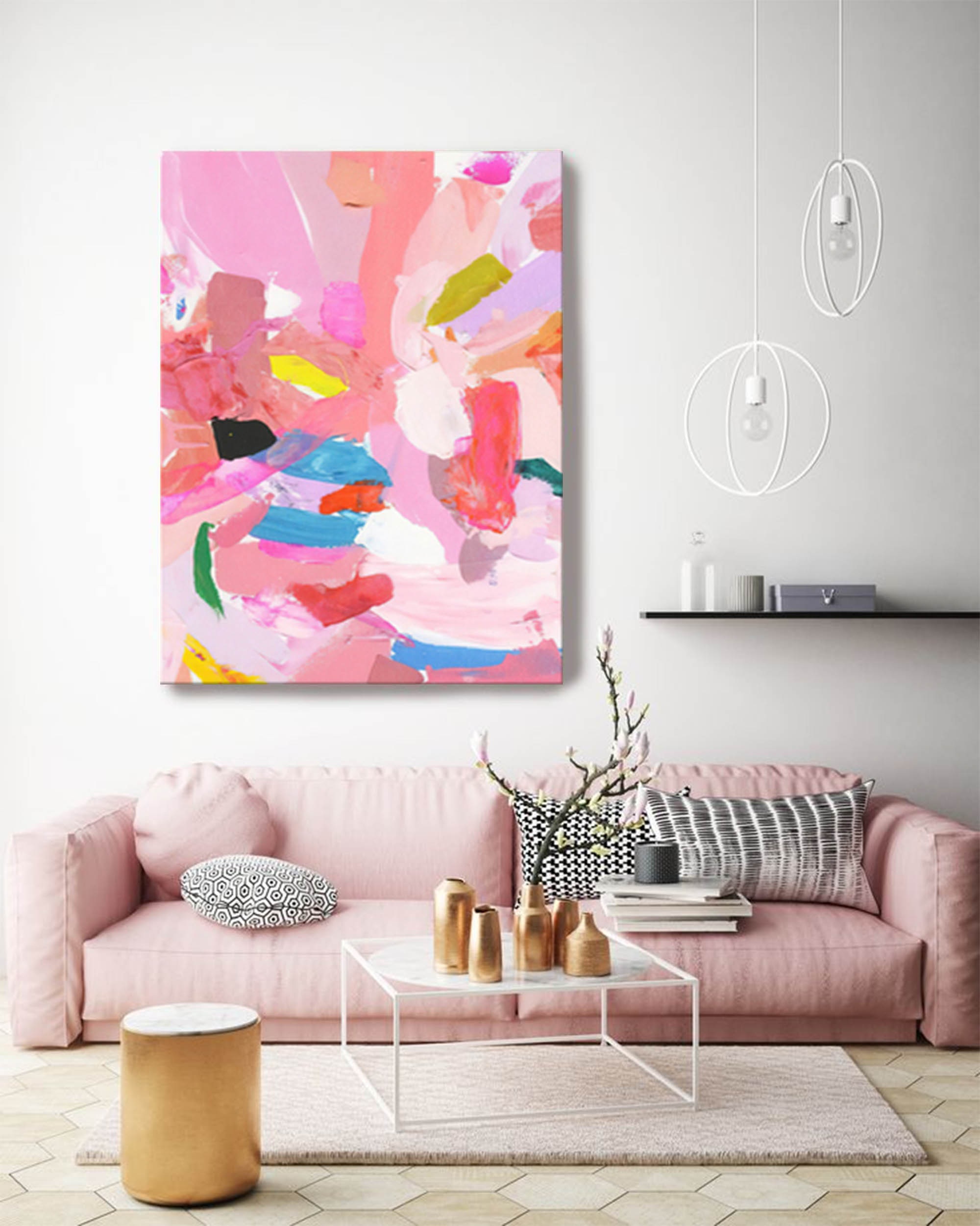 Colorful Pink Abstract Canvas Wall Art