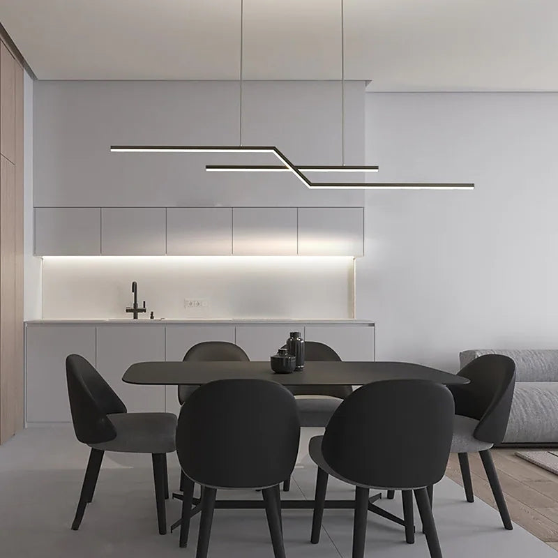 Arisha Parallel Fold Linear Pendant Light, Black/Gold, Living Room - Neutralighting